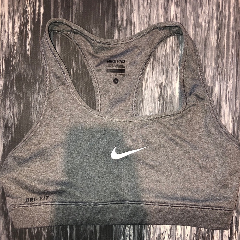 Grey Nike Pro dri-fit sports bra